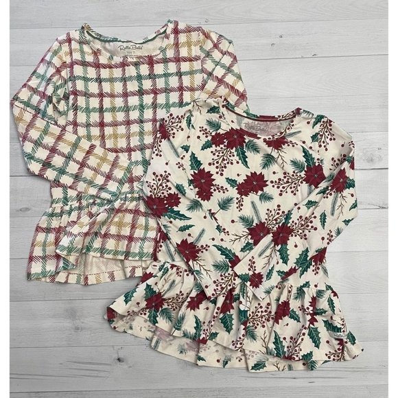 girls ruffle butts peplum holiday tops size 7 NEW - Picture 1 of 7